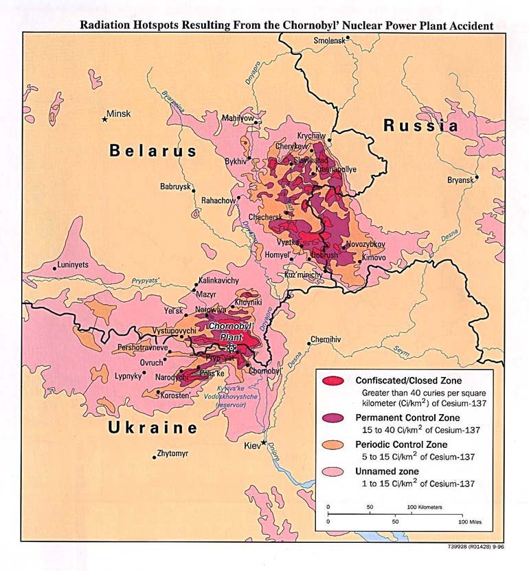 Total area poisoned by Chernobyl incident
