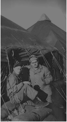 Don Blumenthal & Unknown outside their tent
