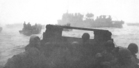 The Pruitt guides landing boats to Attu's Massacre Bay beach, 11 May 1943. [P. Clancey]