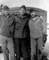 Attu, February 1946. Left to right: Thornberg, Velasco, and Jones.  [Rene Thibault]