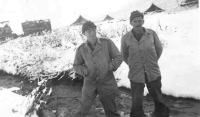 Attu, 1943. Mack Collings and a buddy. [Mack Collings]