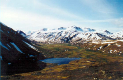 Attu's Massacre Valley and the Jarmin Pass, 1995. [Photo Jim Flynn, provided by R. Thibault]