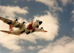 The Bi-weekly C-130 Logistics Flight taking off from the LORAN Station's 6,000' runway.  [Kevin Mackey]