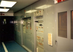 Inside Attu's Transmitter Building showing 1993's newly installed transmitters.  [Kevin Mackey]