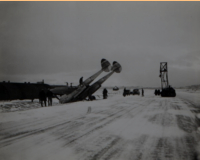 Shemya's P-38 "Little Butch" skidded off the runway on Attu during winter of 1945.