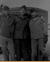 Attu, February 1946. Left to right: Thornberg, Velasco, and Jones.  [Rene Thibault]