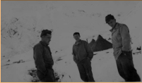 Attu, 1943. Mack Collings and buddies. [Mack Collings]