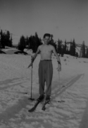 Bob Dixon. [I wonder if these skis are the same ones seen in a photo of Japanese soldiers on Attu skiing!?]  [Bill Greene]