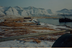 Attu, 1993: View from the Coast Guard Station looking towards the Marine Area.  [Pete Wolfe]