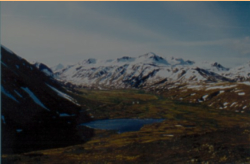 Attu's Massacre Valley and the Jarmin Pass, 1995. [Photo Jim Flynn, provided by R. Thibault]