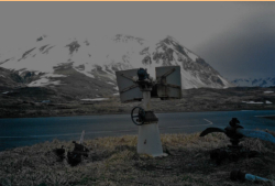 A lone anti-aircraft gun relic of WWII stands watch behind the LORAN station.  [Russ Marvin]