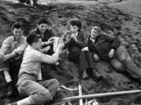 Red Cross representative on Holtz Bay, Attu, 1945. [George Villasenor]