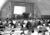 1943-44. The large Quonset Hut  was used for movies, church services, USO Show, etc. Also had showers and a sauna. As I remember, it was about a half a mile or so down a field from the 8th Special Battalion. {Robert Wright]