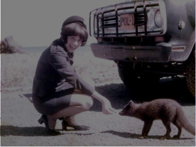 Barbara entertaining a Blue Fox