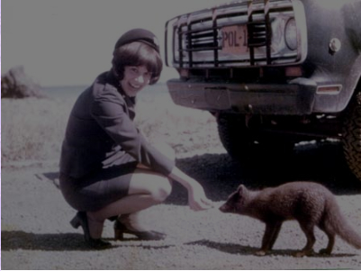 Barbara entertaining a Blue Fox