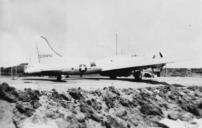 A Rescue SB-17 on Shemya, 1946. Notice Boat Hanging Beneath The Fuselage. [Dan Lange]