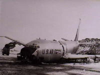 "Rivet Ball" Slides Off End Of Runway...Narrowly Missing Telephone Polls. Shemya 1967. [Kingdon Hawes]