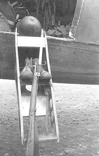 Jap equipment from the battle of Attu. This C-47 landed on Umnak during the battle of Attu. One treated who'd been hit under the chin and still had the field bandage on, the other patients were all frostbite cases.  [Don Blumenthal]