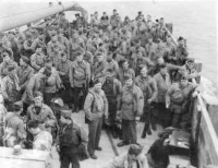 This is how we landed on Umnak in the spring of 43. We crossed the bay in flat bottom barges and unloaded in the darkness of night. It was some experience. [Don Blumenthal]