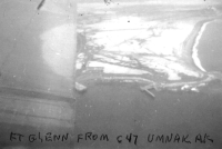 1. Ft. Glenn from a C-47 flight over Umnak. I arrived at Umnak around the 24th of November, 1942.  [Ed Sidorski]