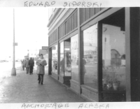 7. Ed Sidorski probably headed for the Sour Dough Cafe. Anchorage, around 1943.  [Ed Sidorski]