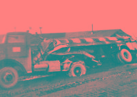 Overturned Tanker, Christmas Day, 1946. [Taylor Whitehead]