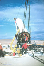Elevating the Jupiter missile to Its Upright Launch Position