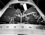 [33816: 11/03/58] Instrument panels are made out of plywood. Developed honeycomb aluminum, R&D Warhead early in program. Two cutouts show 2ea antennas telemetry.  [CCMD, Ed May]