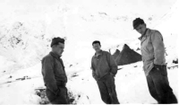 Attu, 1943. Mack Collings and buddies. [Mack Collings]