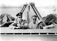 L-R: Wilbur "Bill" Green, Axel Nelson, and William "Bill" Johnson on the P-510, 1943.  [Wibur Green]