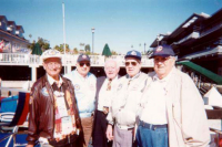 Here's a bunch of the old crew members at our re-union. Our boats look better today than we do! This was also taken at Newport Beach, CA.  [Wilbur Green]