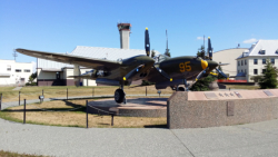 Restored P-38 on static display in front of 3rd Wing HQ, JBER, AK.  [George L. Smith]