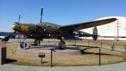 Restored P-38 on static display in front of 3rd Wing HQ, JBER, AK.  [George L. Smith]