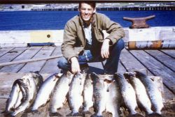 Salmon caught in the gravel pit near the HQ Building. A fish was caught with almost every cast!  [Hal Tenney]