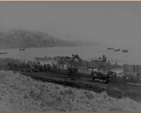 Landing men and supplies on Attu's Massacre Bay Beach, 11 May 19o43. [George Smith