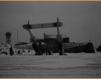 Rear view of "Little Butch's" crash, winter of 1945. [George Villasenor]