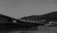 On Attu by landing craft. [Robert Brodie]