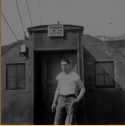 Al in front of #33, our home away from home in the Summer of 1944.  [Al Gloeckler]