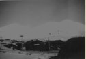 More Quonset Huts in the snow. Attu, 1945.  [Elbert McBride]