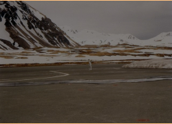 Kevin Mackey readies CG Air Station Kodiac's C-130 for a landing on Attu's runway.  [Kevin Mackey]