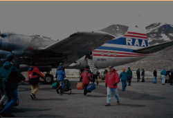 Boarding the plane to depart Attu.