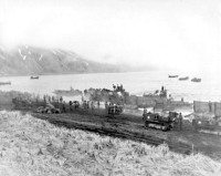 Landing men and supplies on Attu's Massacre Bay Beach, 11 May 19o43. [George Smith