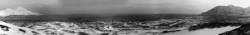 A black and white panoramic view from Attu. 1995 [Photo by Jim Flynn, provided by R. Thibault]