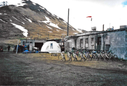 Attour Base Camp. Bikes were used by tour participants to reach remote locations over trails.  [Russ Marvin]