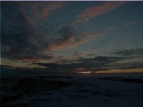 Shemya-a rare clear winter day at sunrise.