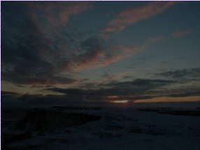 Shemya-a rare clear winter day at sunrise.