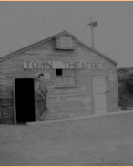 Wayne Canwell Outside the "Town Theatre," Shemya, 1948. [Wayne Canwell]