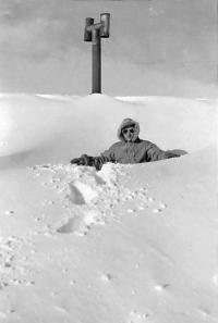 C.O. Lt. Grabowski After March 1946 Snowstorm. [Robert Koppen]