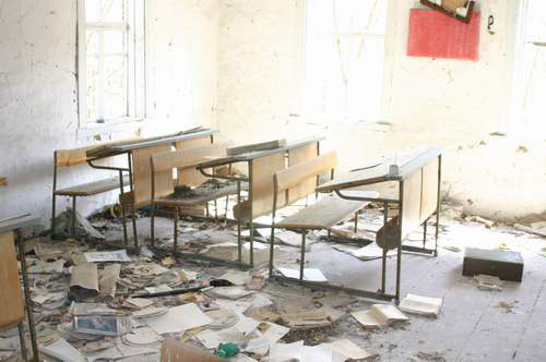 An empty classroom.